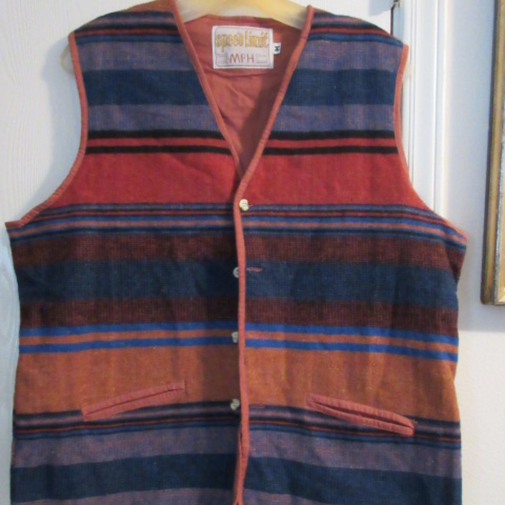 SPEED LIMIT MPH EARTHY Colorful  VEST Lined Medium Striped